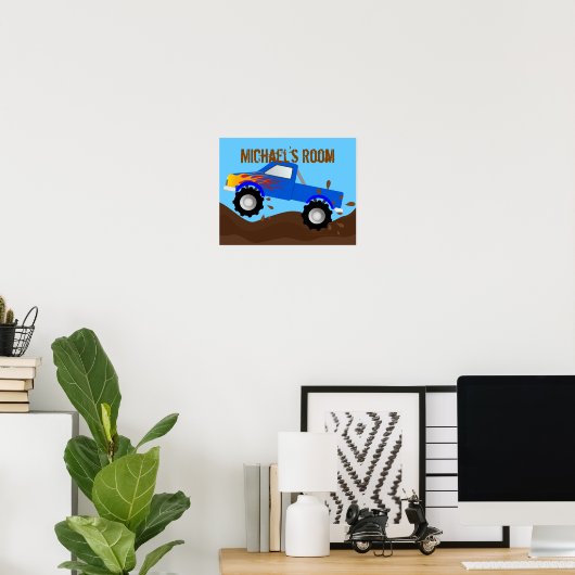 Muddy Blue Monster Truck Personalisiert Poster (Heimbüro)