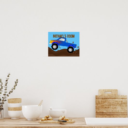 Muddy Blue Monster Truck Personalisiert Poster (Küche)