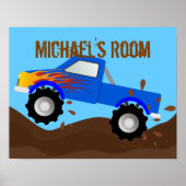 Muddy Blue Monster Truck Personalisiert Poster (Vorne)