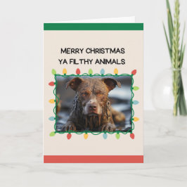 Muddy Brown Dog Funny Christmas Karte