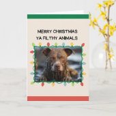 Muddy Brown Dog Funny Christmas Karte (Gelbe Blume)