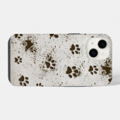 Muddy Dog Paw Prints iPhone Hülle (Rückseite (Horizontal))