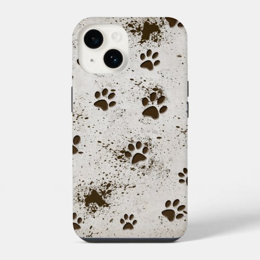 Muddy Dog Paw Prints iPhone Hülle (Rückseite)