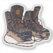Muddy Hiking Boots Graphic Outdoor Adventure Aufkleber (Vorderseite)