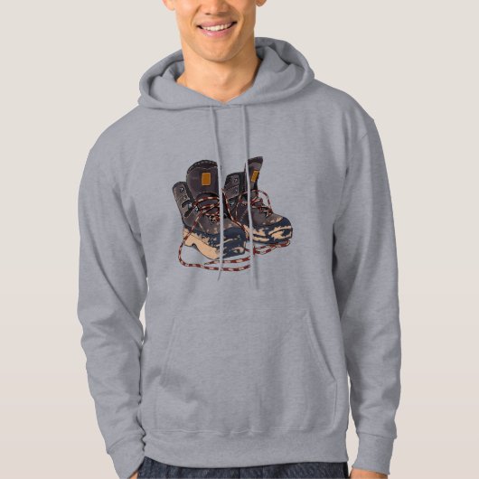 Muddy Hiking Boots Graphic Outdoor Adventure Hoodie (Vorderseite)