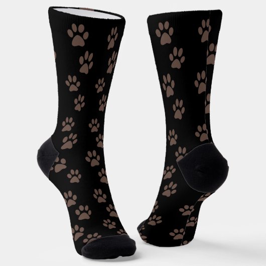 Muddy Paw druckt schwarze Crew Socken (Gewinkelt)