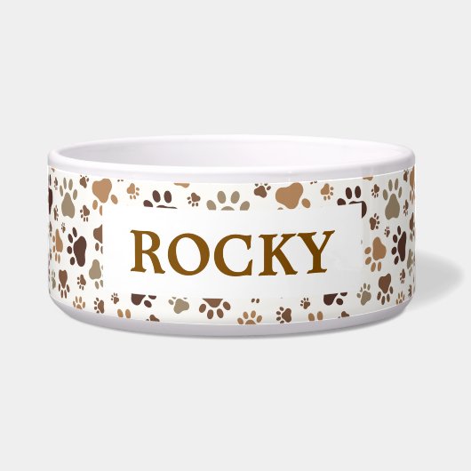 Muddy Paw Prints - Large Personalised Pet Bowl Napf (Vorderseite)