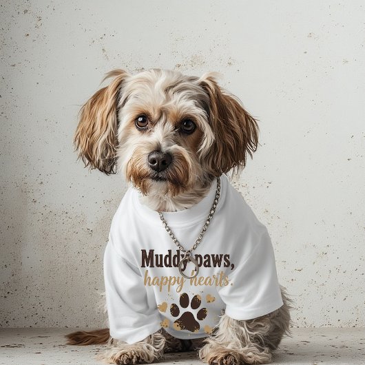 Muddy Paws Happy Hearts Tasse – Lustiges Geschenk  T-Shirt