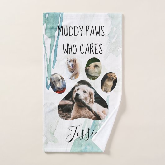 Muddy Paws Who | Foto Paw Print Handtuch (Handtuch)