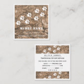 Muddy Pfoten druckt berufliche Hundehundepflege Quadratische Visitenkarte (Vorne/Hinten)