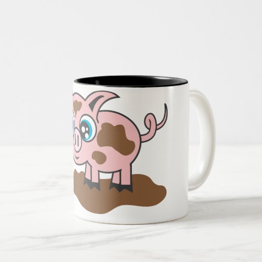 Muddy Piglet Morning Zweifarbige Tasse (VorderseiteRechts)