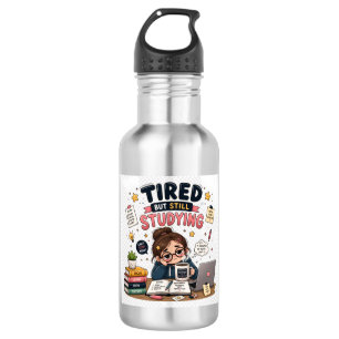 Müde, aber trotzdem lustige Wasserflasche für Stud