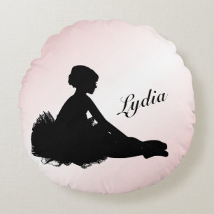 Müde Ballerina Personalisiert mit Namen Rosa Rundes Kissen