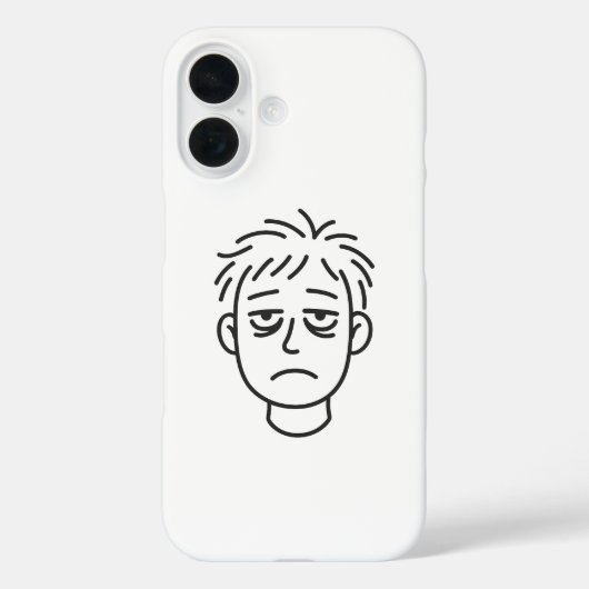 Müde Daily Mood Line Art iPhone 16 Hülle (Rückseite)