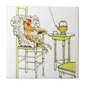 Müde Henne, die ein Cuppa hat Fliese (Vorderseite)