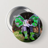 Müde Lyme-Krankheit Krieger mit Engel Wings Button (Vorne & Hinten)