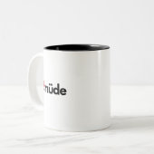 Müde – Minimalist German Word Funny Coffee Mug Zweifarbige Tasse (Vorderseite Links)