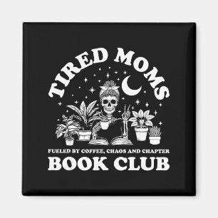 Müde Mütter Buchclub-Skelett liest gerne Bücher Magnet