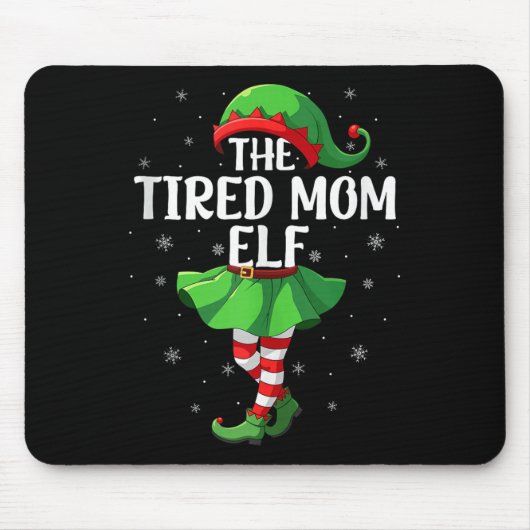Müde Mutter-Elf-Weihnachten Mädchen Frauen Elf-Squ Mousepad (Vorne)