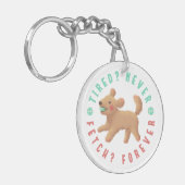 Müde? Nie. Hol dir? Für immer. Goldendoodle Schlüsselanhänger (Vorderseite links)