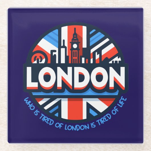 müde von London Glasuntersetzer (Vorderseite)