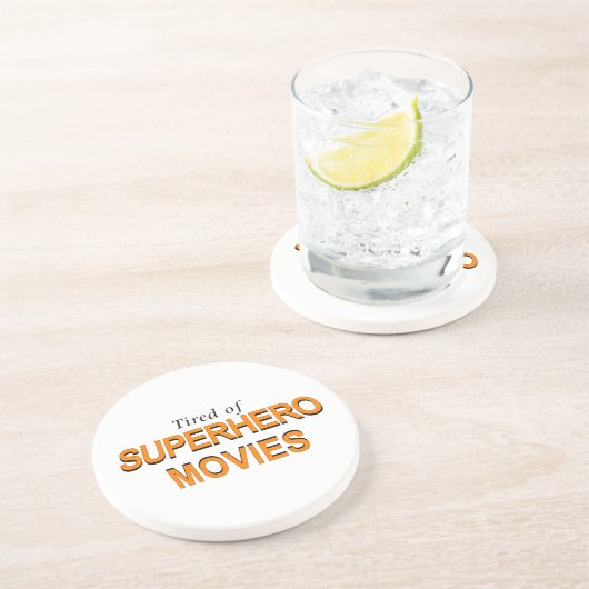 Müde von Superhelden Sandstein Untersetzer (Seite)