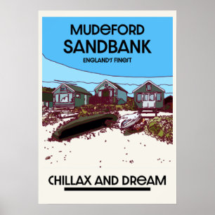 Mudeford Sandbank Englischer Strand Kunst Poster