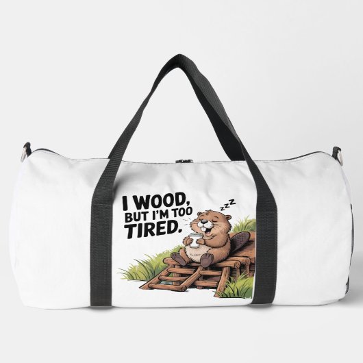 Müder Biber Holzarbeit Kaffee-Nickerchen Duffle Bag (Vorderseite)