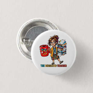 Müder Lehrer Kaffeeliebhaber Süßes Design Button