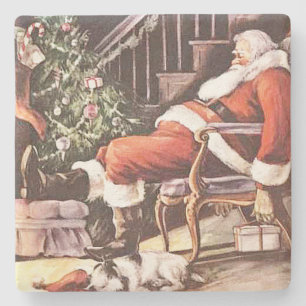 Müder Weihnachtsmann Weihnachten Steinuntersetzer