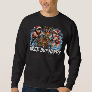 Müdes aber glückliches Santa-Paar Schlitten Sweatshirt