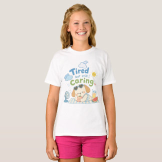 Müdes aber immer noch fürsorgliches Hund-Illustrat T-Shirt