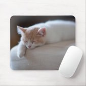 Müdes beige und weißes Kätzchen Mousepad (Mit Mouse)
