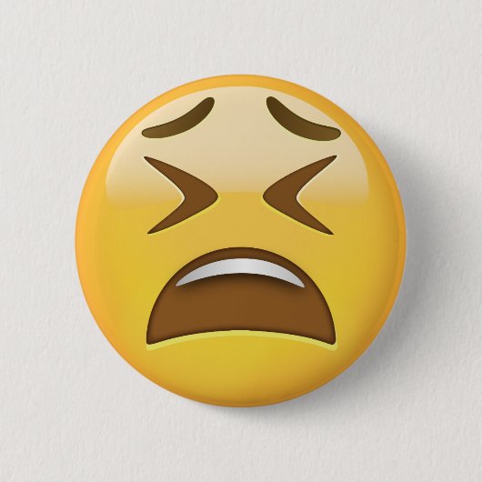 Müdes Gesicht Emoji Button (Vorderseite)