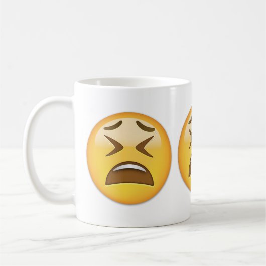 Müdes Gesicht Emoji Kaffeetasse (Links)