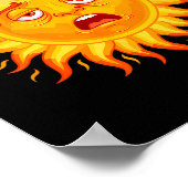 Müdes verschwitztes Sonnengesicht Sommer Hitzewell Poster (Ecke)