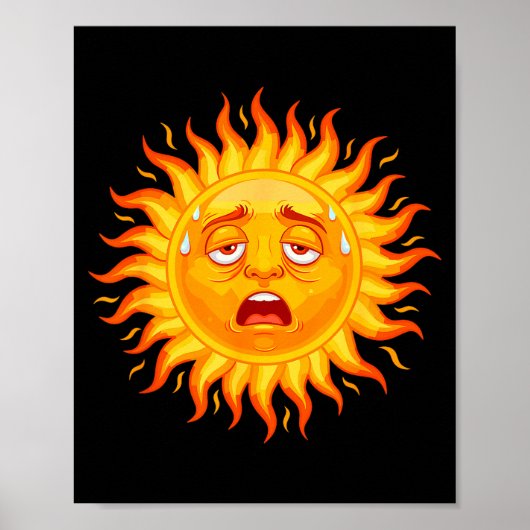 Müdes verschwitztes Sonnengesicht Sommer Hitzewell Poster (Vorne)