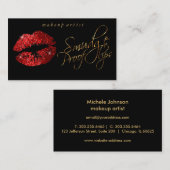 Mudge Proof Lips - Roter Glitzer und Elegantes Gol Visitenkarte (Vorne/Hinten)