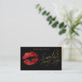 Mudge Proof Lips - Roter Glitzer und Elegantes Gol Visitenkarte (Stehend Vorderseite)