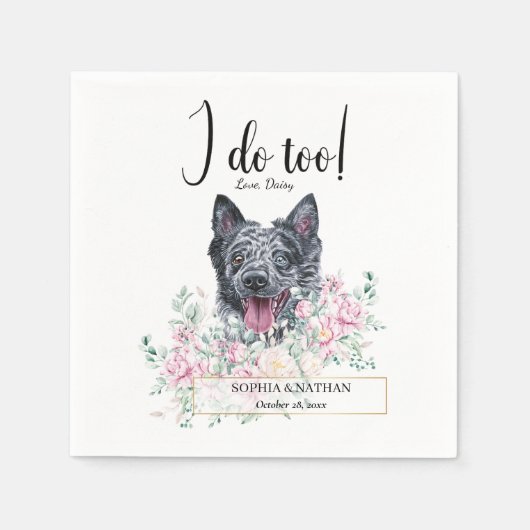 Mudi Dog Wedding Cocktail Napkins Serviette (Vorderseite)