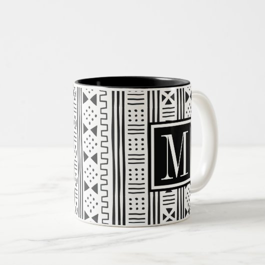 Mudprint Inspiriert Monogramm Zweifarbige Tasse (VorderseiteRechts)