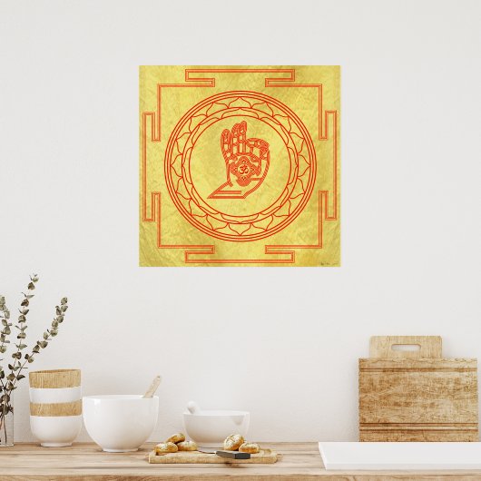 Mudra Om Mandala Classic Saffron Poster (Küche)