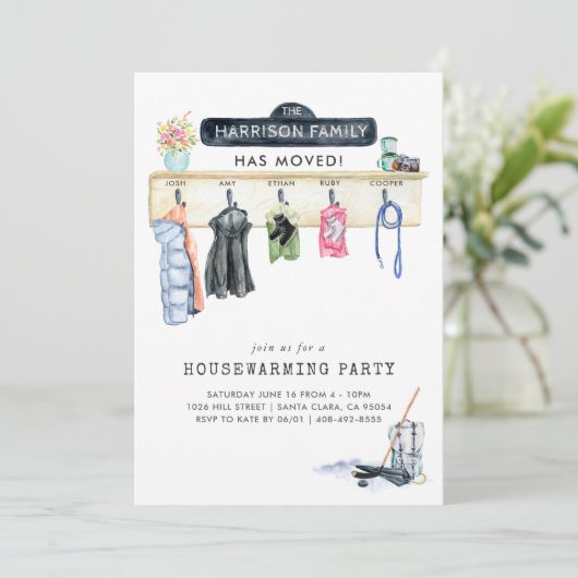 Mudroom Scene | Party Einladung der Wohnungsbautät (Stehend Vorderseite)