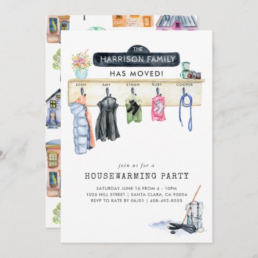 Mudroom Scene | Party Einladung der Wohnungsbautät (Vorne/Hinten)