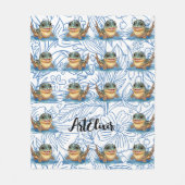 Mudskipper Kawaii Blue Print Fleecedecke (Vorderseite)