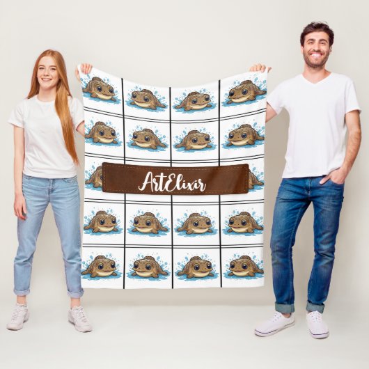 Mudskipper Kawaii Brown Pattern Fleecedecke (Beispiel)