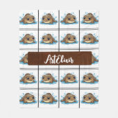 Mudskipper Kawaii Brown Pattern Fleecedecke (Vorderseite)