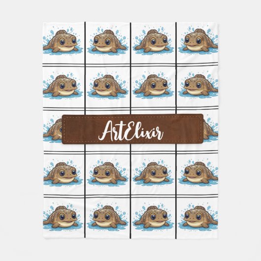 Mudskipper Kawaii Brown Pattern Fleecedecke (Vorderseite)