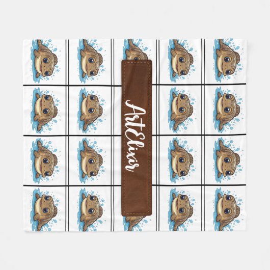 Mudskipper Kawaii Brown Pattern Fleecedecke (Vorderseite (Horizontal))