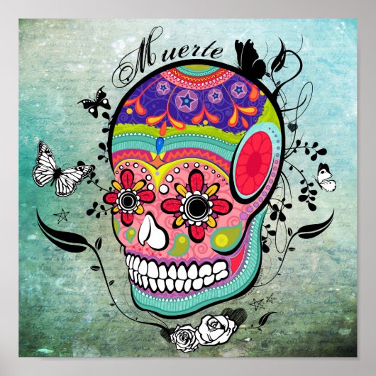 Muerte Day of the Dead Calaveras Poster (Vorne)